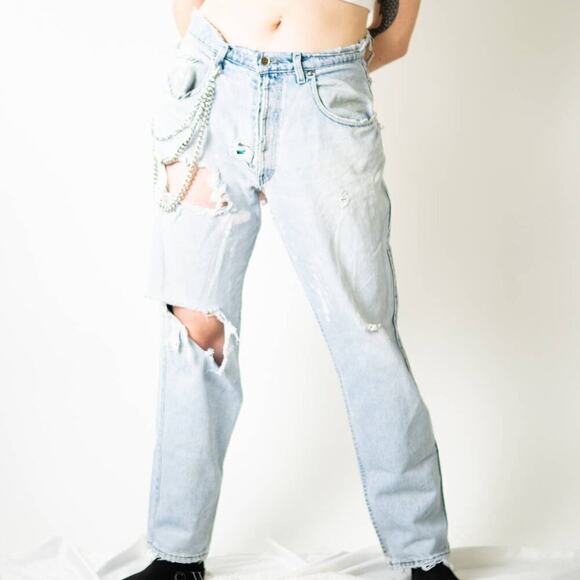 Vintage 90s THRASHED Ripped Distressed Levi Silvertab Baggy Jeans - Picture 3 of 12